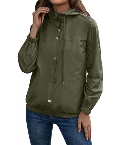 Women Outdoor Waterproof Lightweight Rain Jacket Active Outdoor Hooded Raincoat with Pocket 04-green $10.78 Jackets