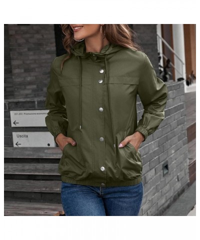 Women Outdoor Waterproof Lightweight Rain Jacket Active Outdoor Hooded Raincoat with Pocket 04-green $10.78 Jackets