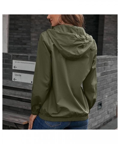 Women Outdoor Waterproof Lightweight Rain Jacket Active Outdoor Hooded Raincoat with Pocket 04-green $10.78 Jackets