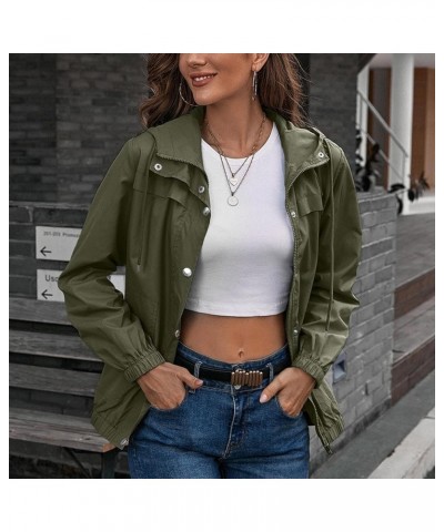 Women Outdoor Waterproof Lightweight Rain Jacket Active Outdoor Hooded Raincoat with Pocket 04-green $10.78 Jackets