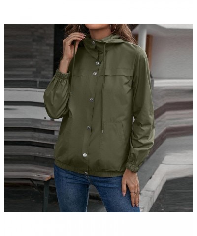 Women Outdoor Waterproof Lightweight Rain Jacket Active Outdoor Hooded Raincoat with Pocket 04-green $10.78 Jackets