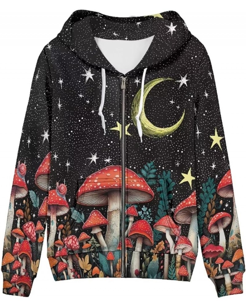 Girly Zip Up Jackets for Women S-5XL Hoodies and Sweatshirts Fall Spring Hooded Pullover Streetwear Galaxy Mushroom $21.05 Ho...