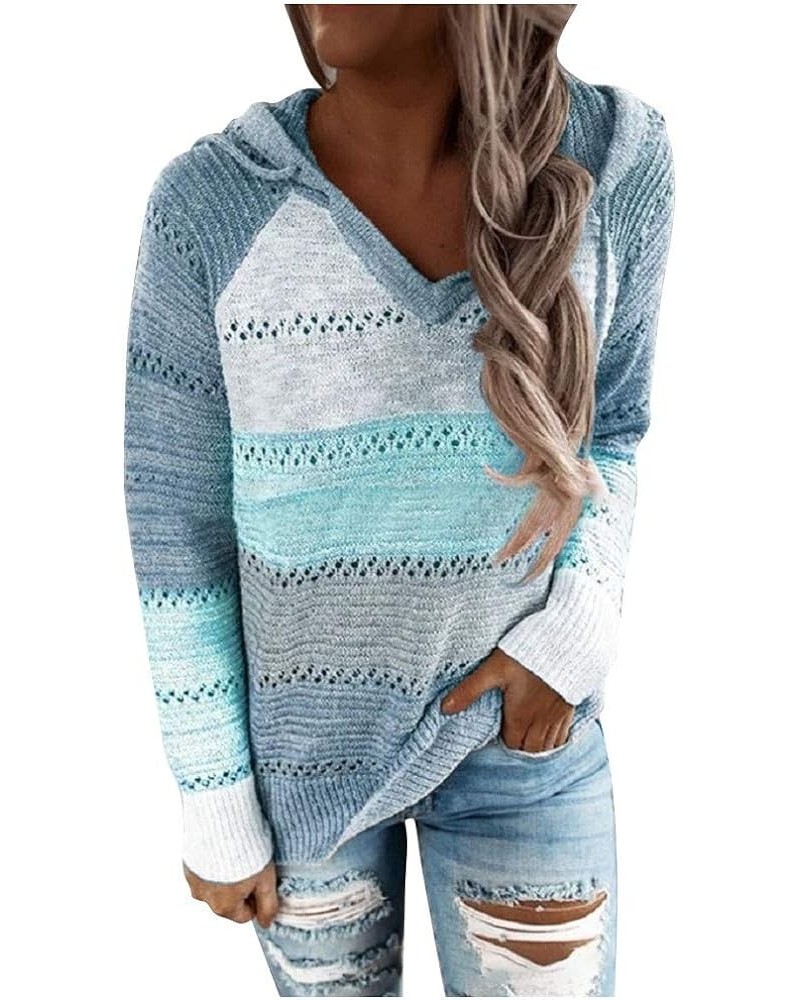 Hoodies For Women Casual Long Sleeve Solid Sweatshirt Plus Size Pullover Sweaters With Pockets Fashion Hooded Tops 4-sky Blue...