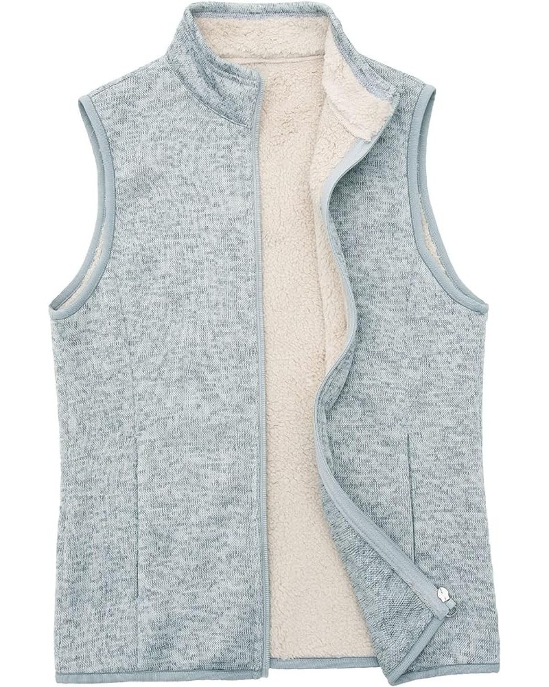 Women's Zip Up Sweater Fleece Vest, Sherpa Lined Windproof Warm Vest with Pocket Ash $16.28 Vests