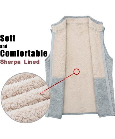 Women's Zip Up Sweater Fleece Vest, Sherpa Lined Windproof Warm Vest with Pocket Ash $16.28 Vests