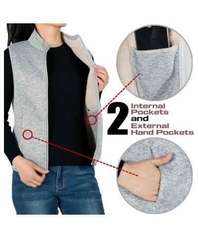 Women's Zip Up Sweater Fleece Vest, Sherpa Lined Windproof Warm Vest with Pocket Ash $16.28 Vests