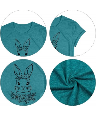 Easter Teacher T-Shirt for Women Teaching My Favorite Peeps Shirt Funny Bunny Rabbit Graphic Tee Tops B-cyan2 $10.00 Tops