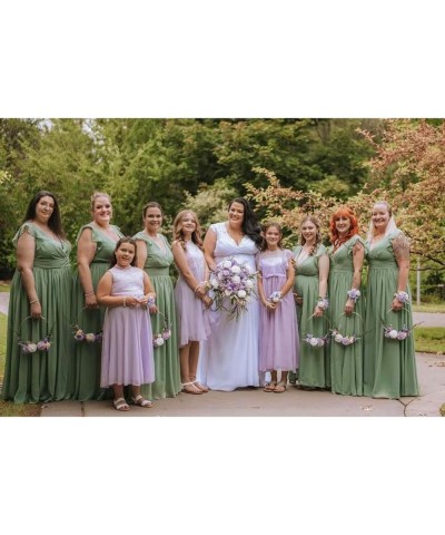 Women's Ruffles Bridesmaid Dresses with Slit Long V Neck Formal Party Dress with Pockets KO009 Gray $29.14 Dresses