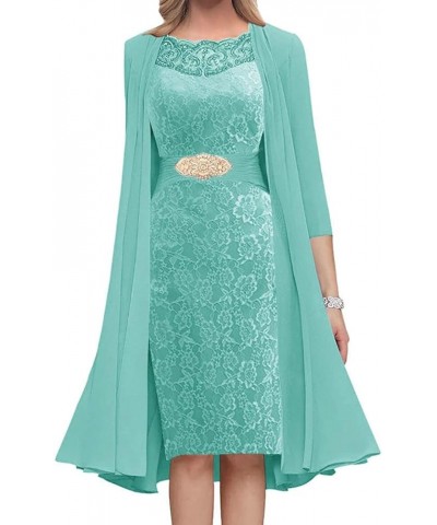 Mother of The Bride Dresses Lace Wedding Guest Dresses for Women Short Mother of The Groom Dresses with Jacket Aqua $31.98 Dr...