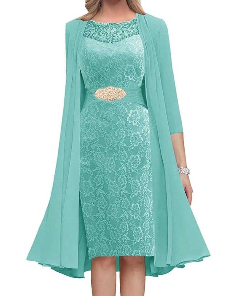 Mother of The Bride Dresses Lace Wedding Guest Dresses for Women Short Mother of The Groom Dresses with Jacket Aqua $31.98 Dr...