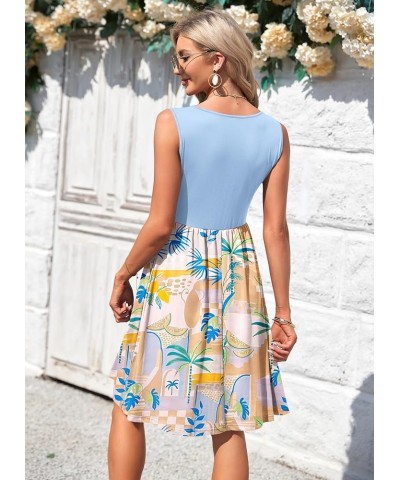 Women Summer Dresses Sleeveless Casual Loose Swing Button Down Midi Sundress with Pockets Hawaii Scenery $15.94 Dresses