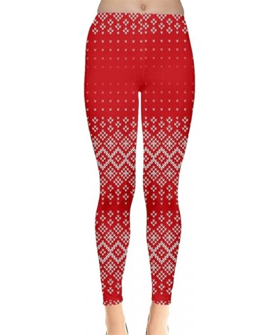 Womens Stretchy Tights Christmas Xmas Snowman Santa Penguins Snowflakes Winter Leggings, XS-5XL Red Sweater $12.40 Leggings