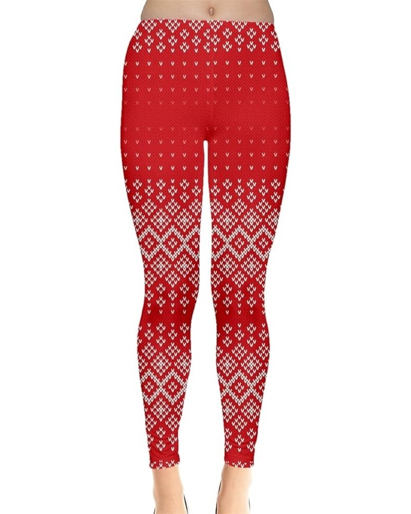 Womens Stretchy Tights Christmas Xmas Snowman Santa Penguins Snowflakes Winter Leggings, XS-5XL Red Sweater $12.40 Leggings