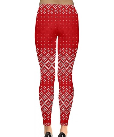 Womens Stretchy Tights Christmas Xmas Snowman Santa Penguins Snowflakes Winter Leggings, XS-5XL Red Sweater $12.40 Leggings