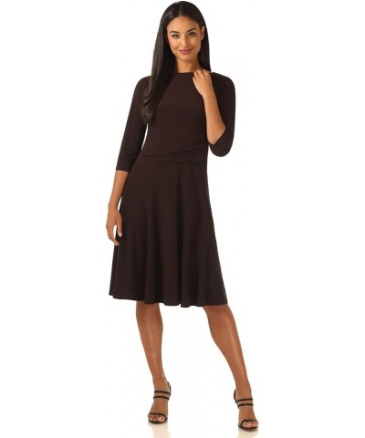 Women's Flippy Fit N' Flare Dress with 3/4 Sleeves Espresso $30.24 Dresses