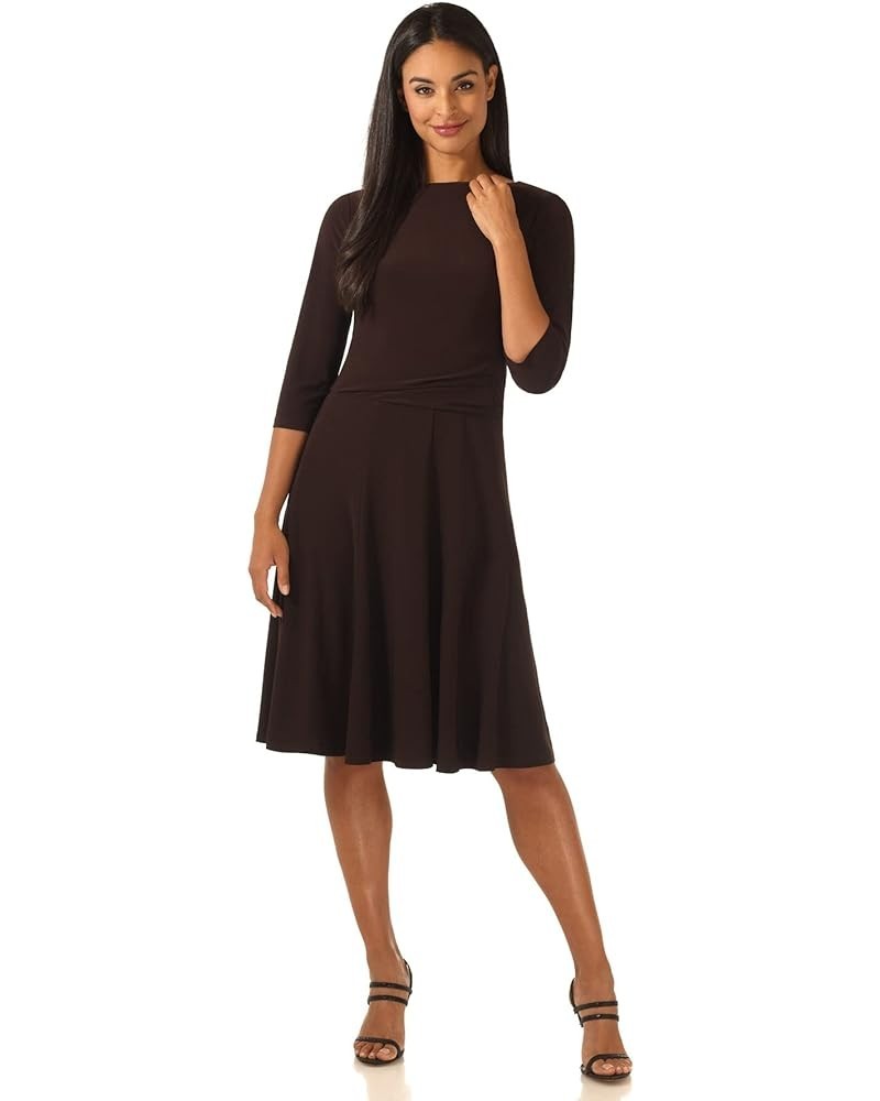 Women's Flippy Fit N' Flare Dress with 3/4 Sleeves Espresso $30.24 Dresses