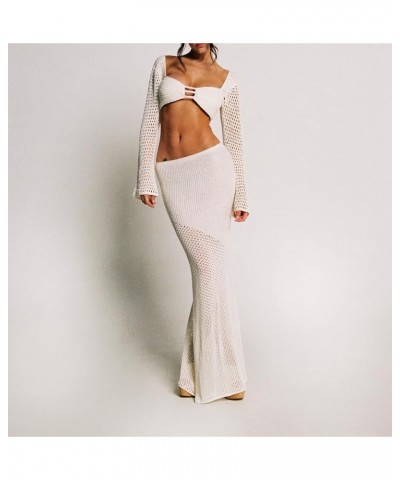 Women Spaghetti Strap Cut Out Maxi Dress Sleeveless Hollow Out Knitted Bodycon Dresses Beachwear Dd-beige $15.33 Dresses