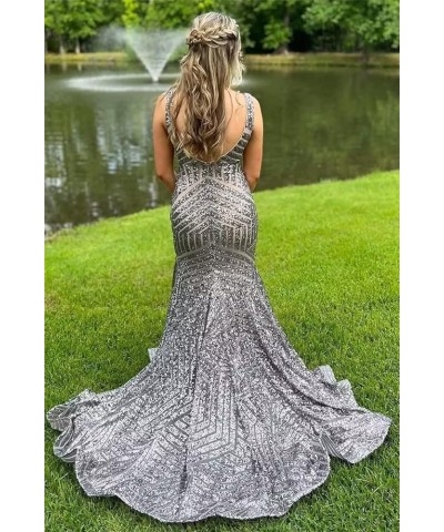 Women's Mermaid Prom Dresses 2023 Deep V Neck Sparkly Sequin Bridesmaid Dress Formal Evening Dress for Women,R112 Emerald Gre...