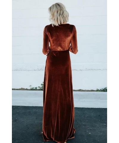 Women's Velvet Wrap Dresses V Neck Bridesmaid Dresses Long Sleeve Formal Evening Gowns Champagne-long-sleeve $27.20 Dresses