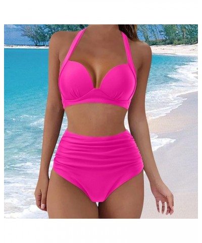 Womens Swimsuits 2 Piece High Waisted Halter Bikinis Twist Front Push Up Beach Bathing Suits Trendy Slim Fit Swimwear A15 $10...