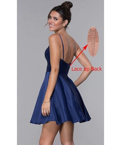 Women's V-Neck Short Homecoming Dresses for Teens 2023 Spaghetti Strap Prom Dress with Pocket CYM025 Wine Red $15.58 Dresses