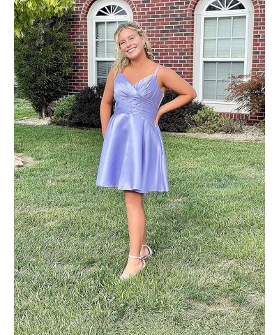 Women's V-Neck Short Homecoming Dresses for Teens 2023 Spaghetti Strap Prom Dress with Pocket CYM025 Wine Red $15.58 Dresses