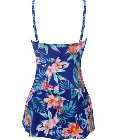 Womens Tummy Control One Piece Swimsuit with Skirt Retro Swimdress Floral $12.74 Swimsuits