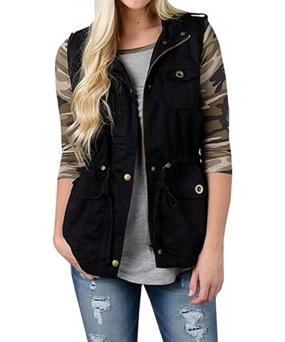 Womens Utility Vest Lightweight Military Vests Outerwear Sleeveless Jacket Anorak Coat with Pockets Black $16.38 Vests