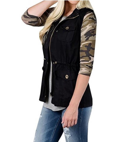 Womens Utility Vest Lightweight Military Vests Outerwear Sleeveless Jacket Anorak Coat with Pockets Black $16.38 Vests