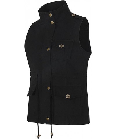 Womens Utility Vest Lightweight Military Vests Outerwear Sleeveless Jacket Anorak Coat with Pockets Black $16.38 Vests