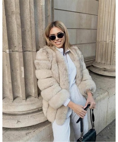 Women's Collar Warm Coat Winter Thickened Long Sleeve Faux Fur Coat 3XL-bust 108cm Black White Tip $64.07 Coats