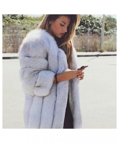 Women's Collar Warm Coat Winter Thickened Long Sleeve Faux Fur Coat 3XL-bust 108cm Black White Tip $64.07 Coats