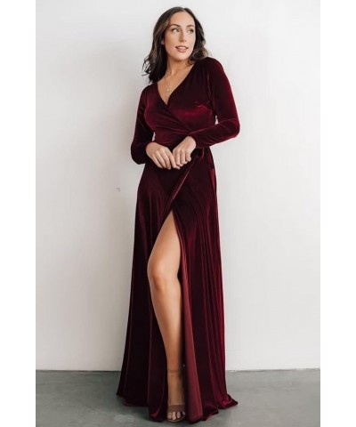 Women's Velvet Wrap Dresses V Neck Bridesmaid Dresses Long Sleeve Formal Evening Gowns Champagne-long-sleeve $27.20 Dresses