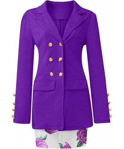 Women's Two Piece Suit Sets formal Casual Jacket Long Sleeve Printed Cardigan and High Waist Short Skirt Purple $11.27 Suits