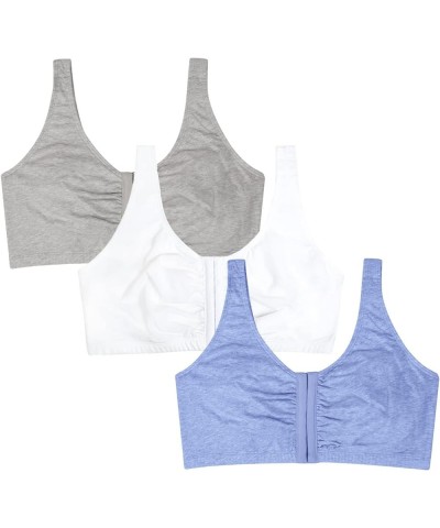 Women's Front Close Builtup Sports Bra Blue Gem Heather/White/Grey 3-pack $15.85 Lingerie