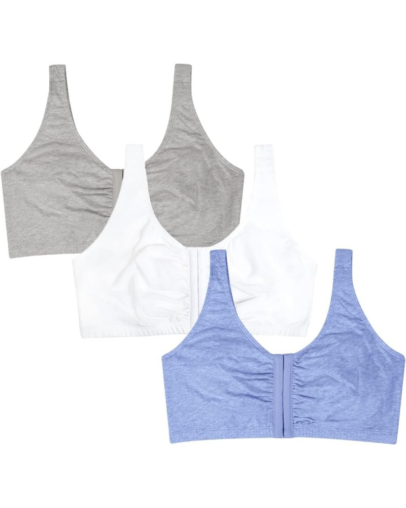 Women's Front Close Builtup Sports Bra Blue Gem Heather/White/Grey 3-pack $15.85 Lingerie