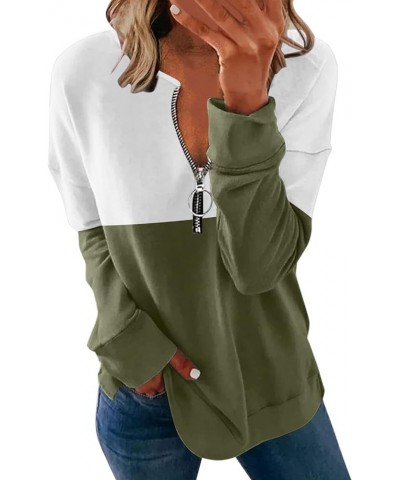 Women's Long Sleeve Sweatshirt Oversized Casual 2023 Fall Winter Fashion Y2K Hoodies Relaxed Fit Color Block Pullover 6-army ...