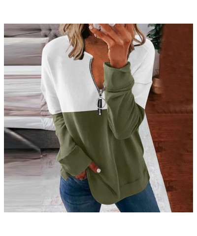 Women's Long Sleeve Sweatshirt Oversized Casual 2023 Fall Winter Fashion Y2K Hoodies Relaxed Fit Color Block Pullover 6-army ...