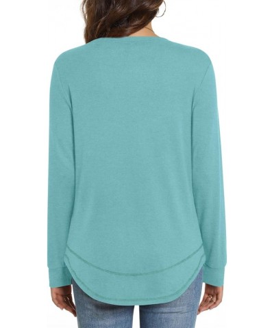 Women's Fall Casual Crewneck T-Shirts Long Sleeve Tunic Tops for Leggings Light Blue $11.72 Tops