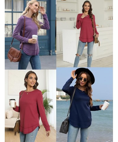 Women's Fall Casual Crewneck T-Shirts Long Sleeve Tunic Tops for Leggings Light Blue $11.72 Tops