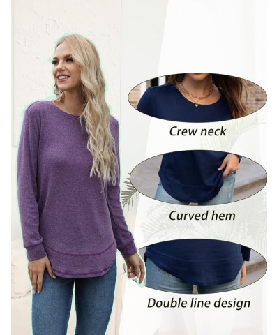 Women's Fall Casual Crewneck T-Shirts Long Sleeve Tunic Tops for Leggings Light Blue $11.72 Tops