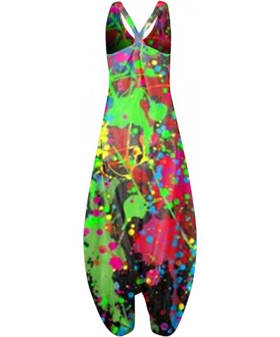 Boho Sleeveless Harem Jumpsuit Overalls African Romper Palazzo Pants Plus Size Long Bib Pants 14 $25.64 Overalls