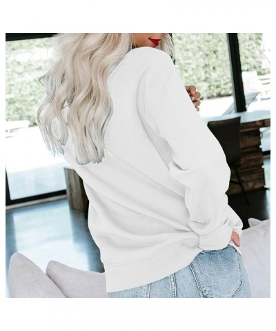 Fall Tops for Women 2023 Trendy Long Sleeved Crew Neck Daily Shirt Comfortable Leisure Pullover Sweatshirt White 2 $3.71 Acti...