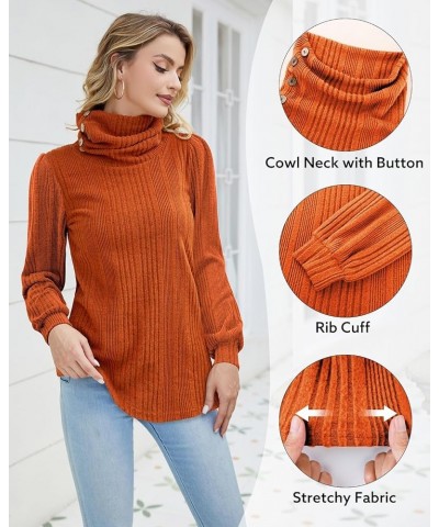 Women's Turtleneck Tunic Sweaters Long Sleeve Ribbed Knit Comfy Loose Casual Fall Sweater Burnt Orange $12.18 Sweaters