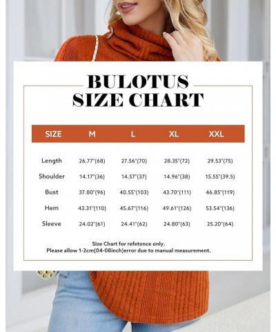 Women's Turtleneck Tunic Sweaters Long Sleeve Ribbed Knit Comfy Loose Casual Fall Sweater Burnt Orange $12.18 Sweaters