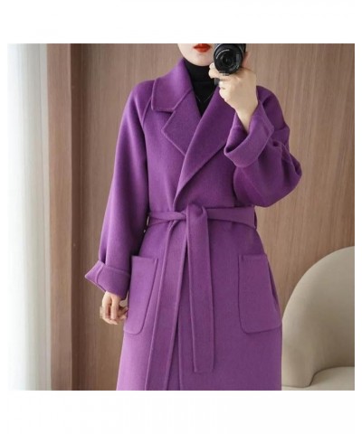 Double-Sided Cashmere Coat Autumn Winter Woolen Coat Women Long Loose Wool Coat Black $40.61 Coats