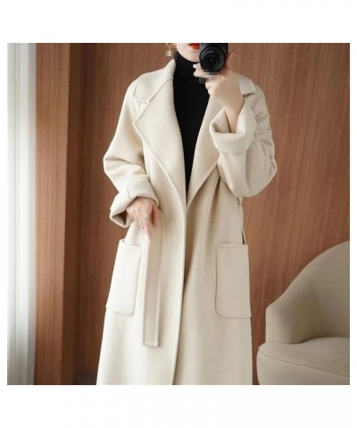 Double-Sided Cashmere Coat Autumn Winter Woolen Coat Women Long Loose Wool Coat Black $40.61 Coats