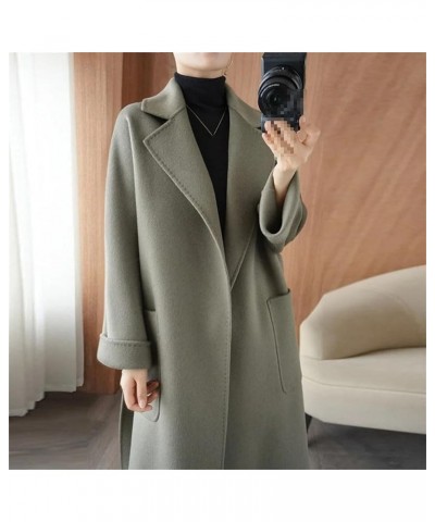 Double-Sided Cashmere Coat Autumn Winter Woolen Coat Women Long Loose Wool Coat Black $40.61 Coats