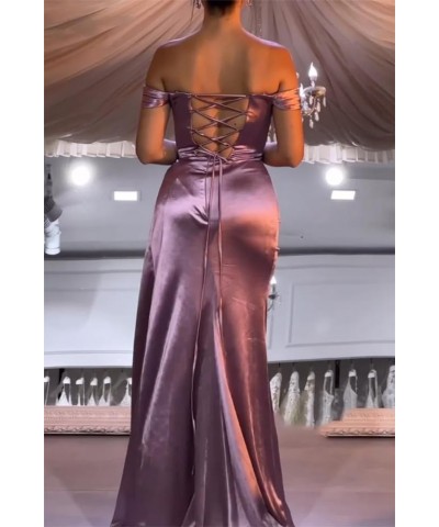 Off The Shoulder Prom Dresses for Women with Slit Diamond Mermaid Formal Evening Gown Hot Pink $29.90 Dresses