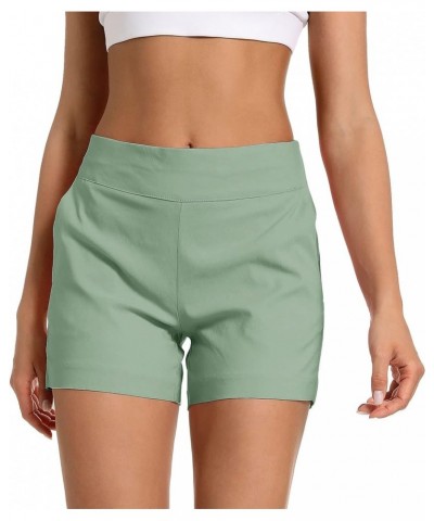 Women's Chino Shorts - 4" Inseam, High Waisted, Elastic, Summer Casual Shorts with 2 Front Pockets Olive Green $13.44 Shorts